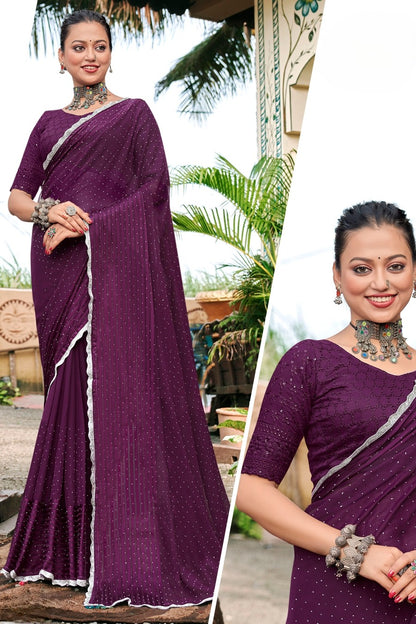 Block Deal 4 Fancy Fabric Saree with Tone to Tone Matching (8 Colours Available).