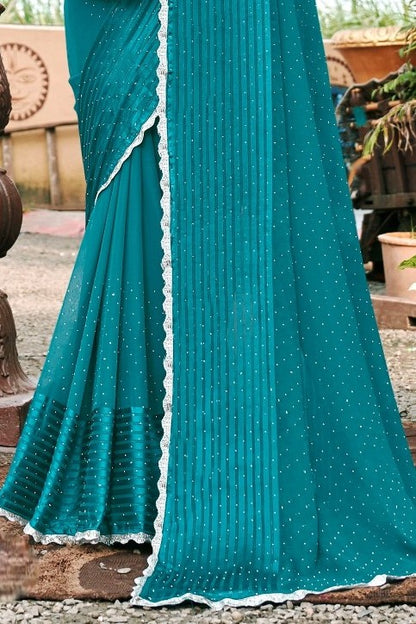 Block Deal 4 Fancy Fabric Saree with Tone to Tone Matching (8 Colours Available).