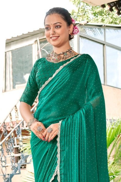 Block Deal 4 Fancy Fabric Saree with Tone to Tone Matching (8 Colours Available).