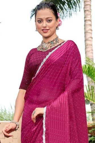 Block Deal 4 Fancy Fabric Saree with Tone to Tone Matching (8 Colours Available).