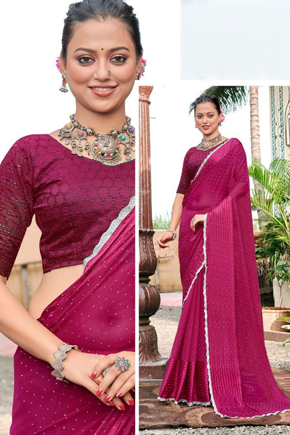 Block Deal 4 Fancy Fabric Saree with Tone to Tone Matching (8 Colours Available).