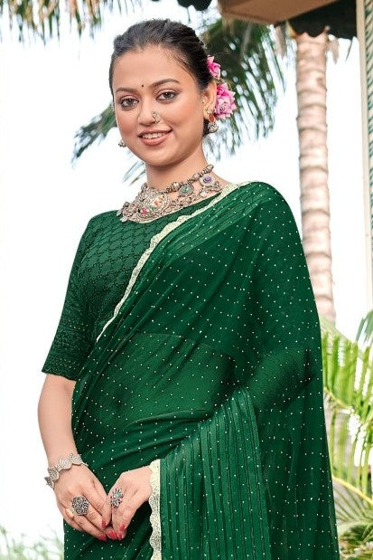 Block Deal 4 Fancy Fabric Saree with Tone to Tone Matching (8 Colours Available).