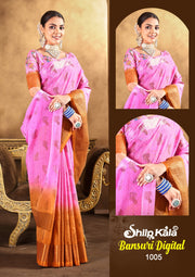 Bansuri Multicolor Saree with Digital Printed Blouse and Padding Concept (8 Colours Available).