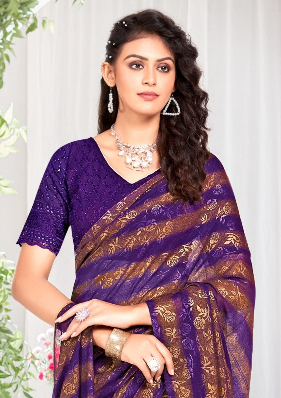 Begam 2 Multicolour Georgette Saree with Chanderi Blouse and Tone Matching. (8 Colours Available).