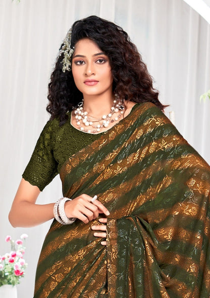 Begam 2 Multicolour Georgette Saree with Chanderi Blouse and Tone Matching. (8 Colours Available).