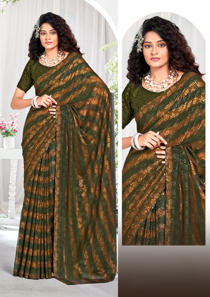 Begam 2 Multicolour Georgette Saree with Chanderi Blouse and Tone Matching. (8 Colours Available).