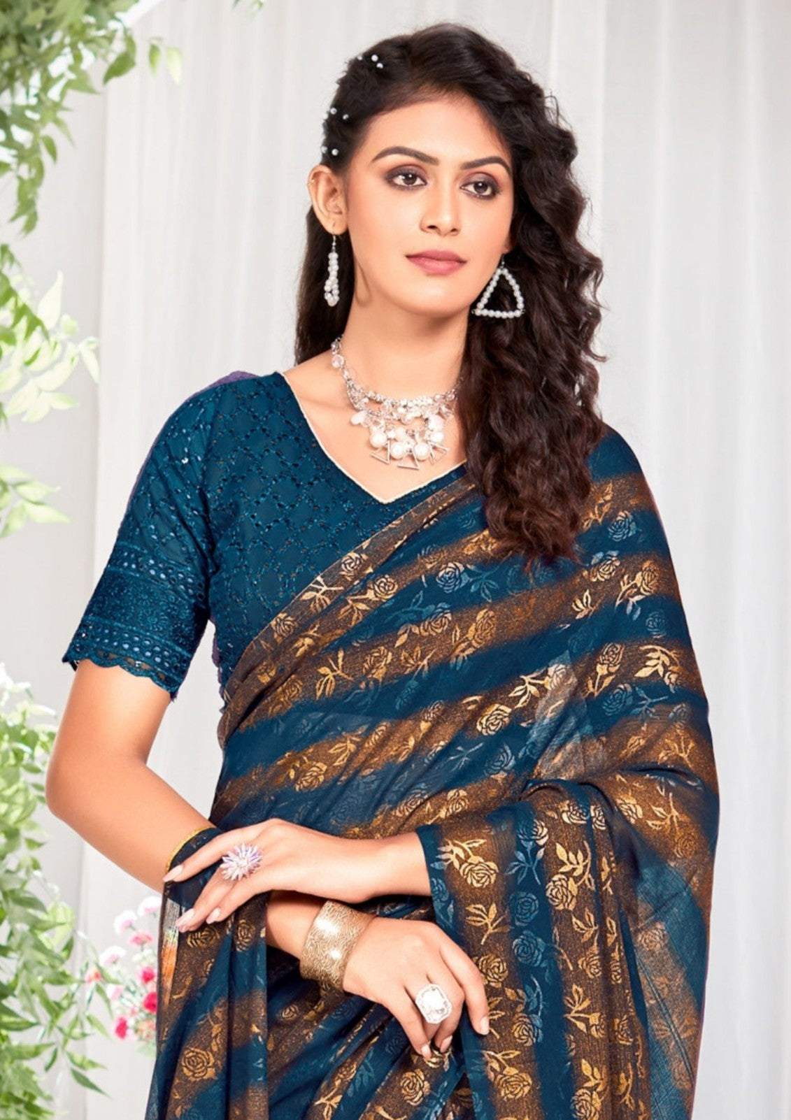 Begam 2 Multicolour Georgette Saree with Chanderi Blouse and Tone Matching. (8 Colours Available).