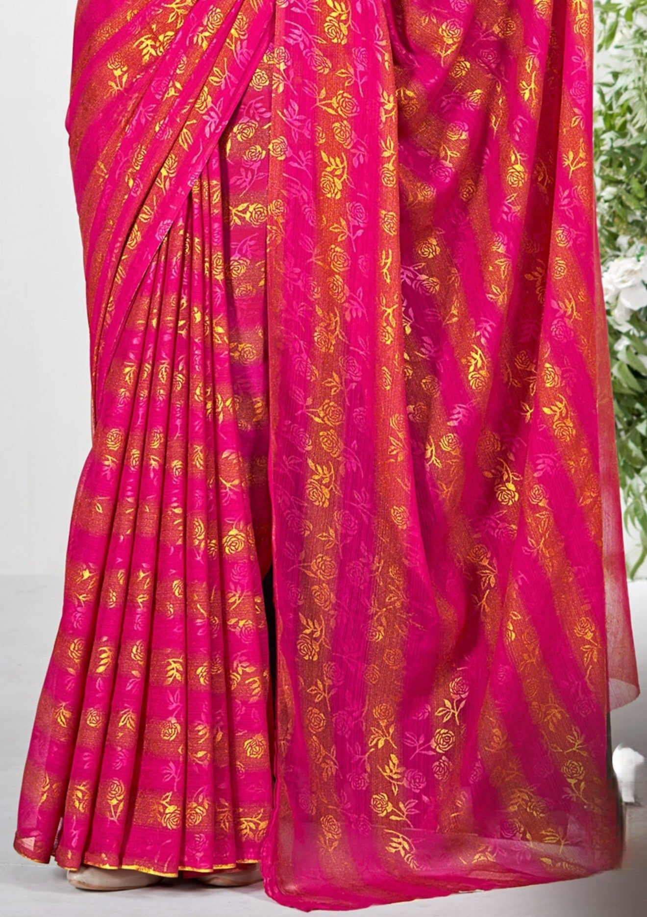 Begam 2 Multicolour Georgette Saree with Chanderi Blouse and Tone Matching. (8 Colours Available).