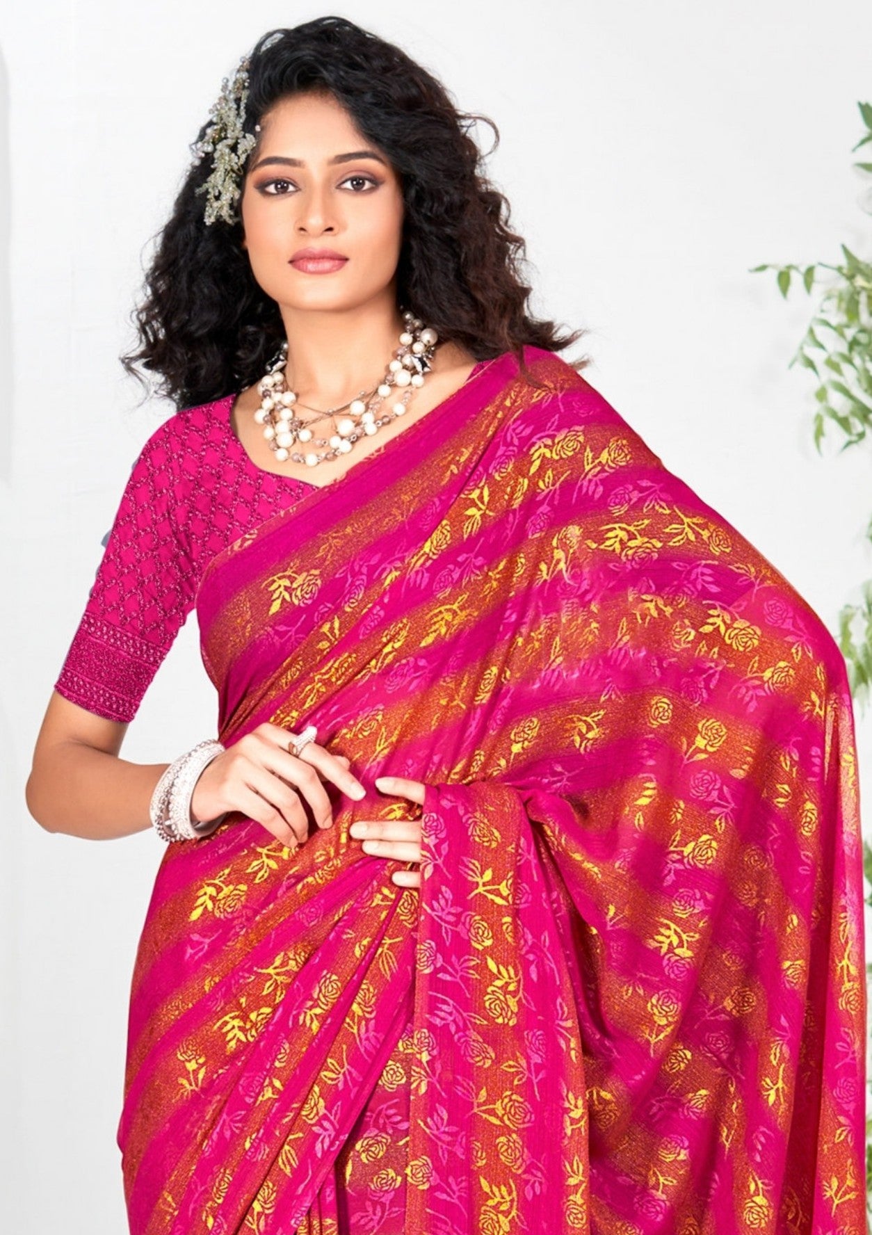 Begam 2 Multicolour Georgette Saree with Chanderi Blouse and Tone Matching. (8 Colours Available).