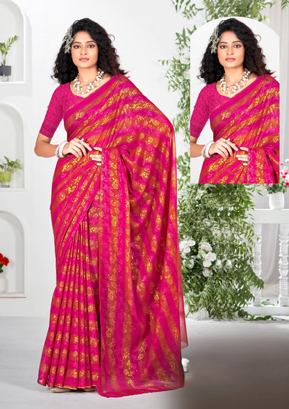 Begam 2 Multicolour Georgette Saree with Chanderi Blouse and Tone Matching. (8 Colours Available).