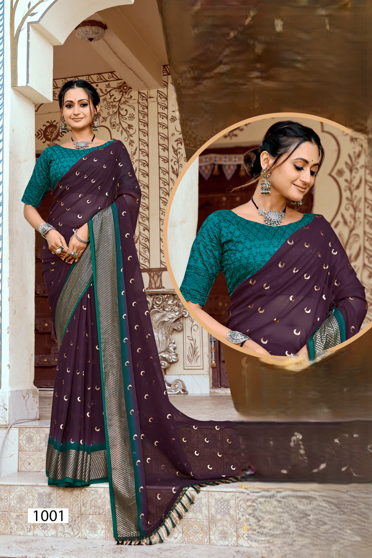 Chandra Kon Georgette Saree – Graceful Flow with Elegant Design for a Refined Look (8 Colours Available).