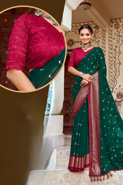 Chandra Kon Georgette Saree – Graceful Flow with Elegant Design for a Refined Look (8 Colours Available).