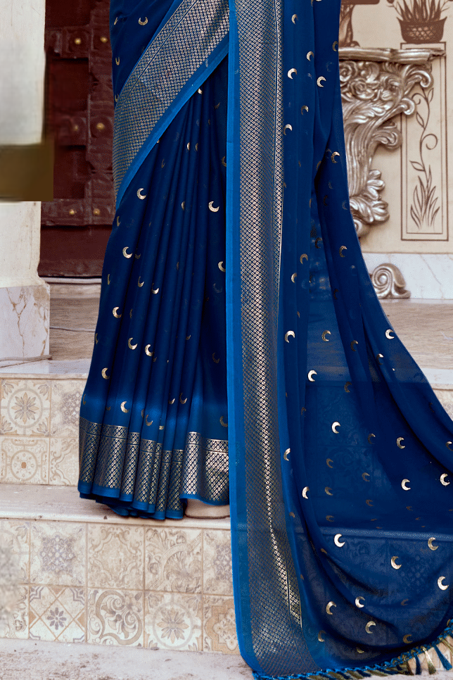 Chandra Kon Georgette Saree – Graceful Flow with Elegant Design for a Refined Look (8 Colours Available).