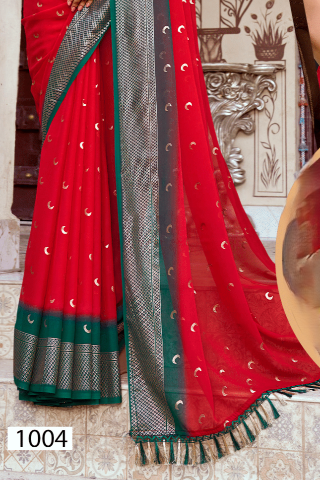 Chandra Kon Georgette Saree – Graceful Flow with Elegant Design for a Refined Look (8 Colours Available).