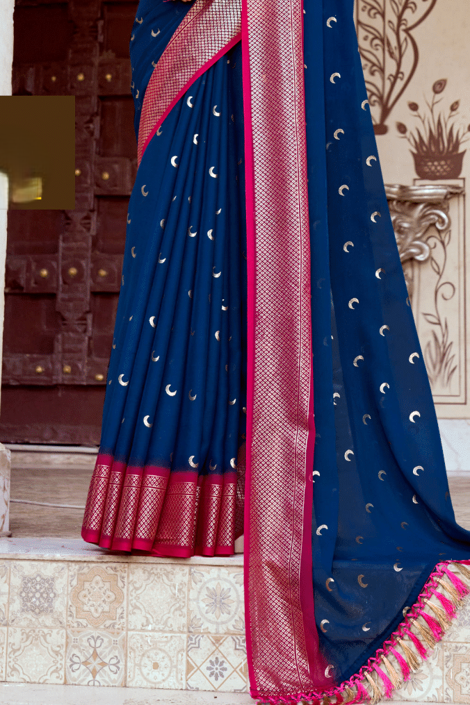 Chandra Kon Georgette Saree – Graceful Flow with Elegant Design for a Refined Look (8 Colours Available).