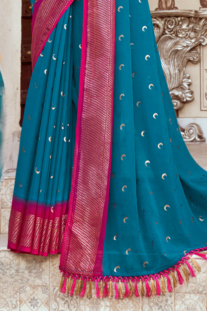 Chandra Kon Georgette Saree – Graceful Flow with Elegant Design for a Refined Look (8 Colours Available).