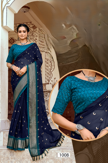 Chandra Kon Georgette Saree – Graceful Flow with Elegant Design for a Refined Look (8 Colours Available).