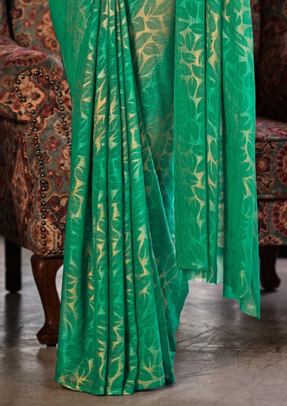 Decent Multicolour Georgette Saree with Leaf Print (8 Colours Available).