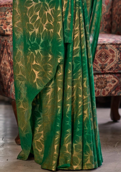 Decent Multicolour Georgette Saree with Leaf Print (8 Colours Available).