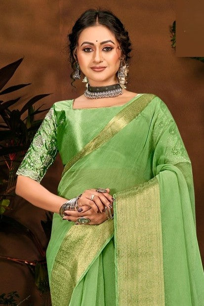 Everyday Multicolour Plain Saree with Satin Fancy Blouse (8 Colours Available).