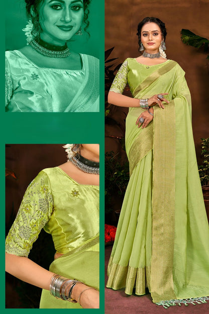 Everyday Multicolour Plain Saree with Satin Fancy Blouse (8 Colours Available).