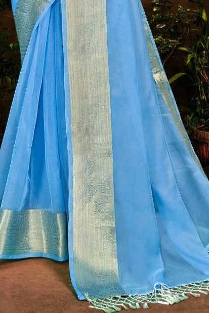 Everyday Multicolour Plain Saree with Satin Fancy Blouse (8 Colours Available).