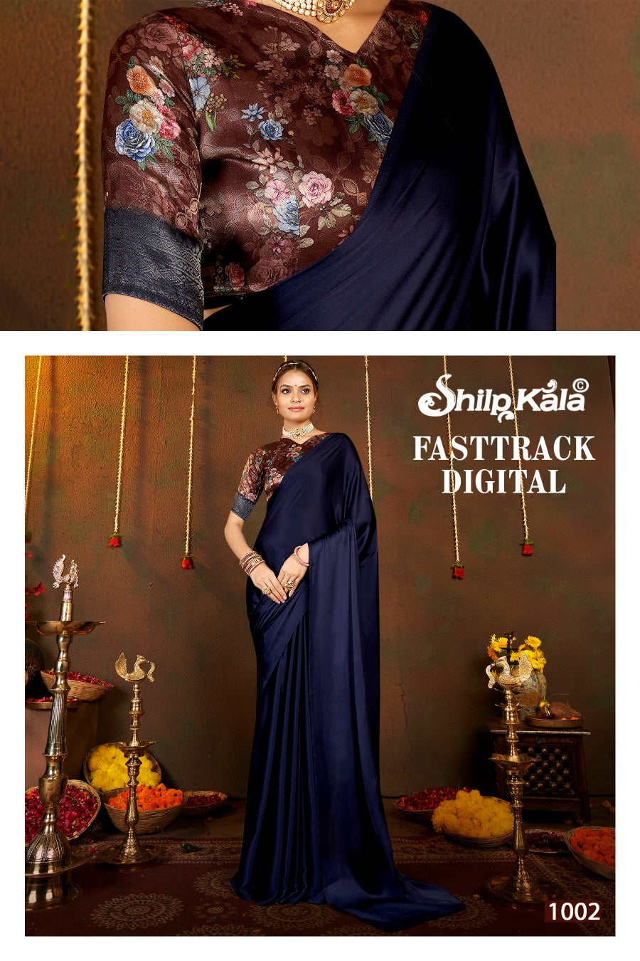 Fast Track Shilpkala Fashions Premium Satin Fabric Saree with Contrast Matching