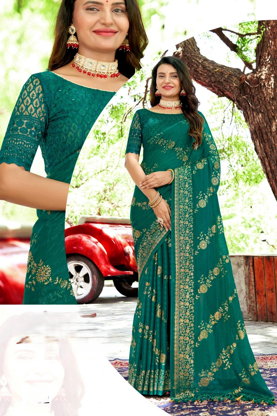 Facebook Rimzhim Fabric Saree – Stylish Design with a Rich, Shimmering Texture (8 Colours Available).