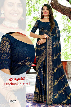 Facebook Jari Patta Saree with Net Blouse (8 Colours)