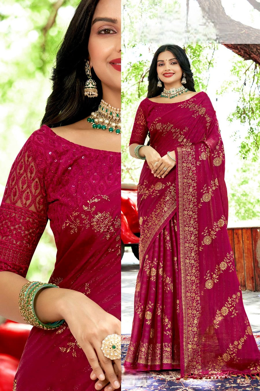 Facebook Rimzhim Fabric Saree – Stylish Design with a Rich, Shimmering Texture (8 Colours Available).