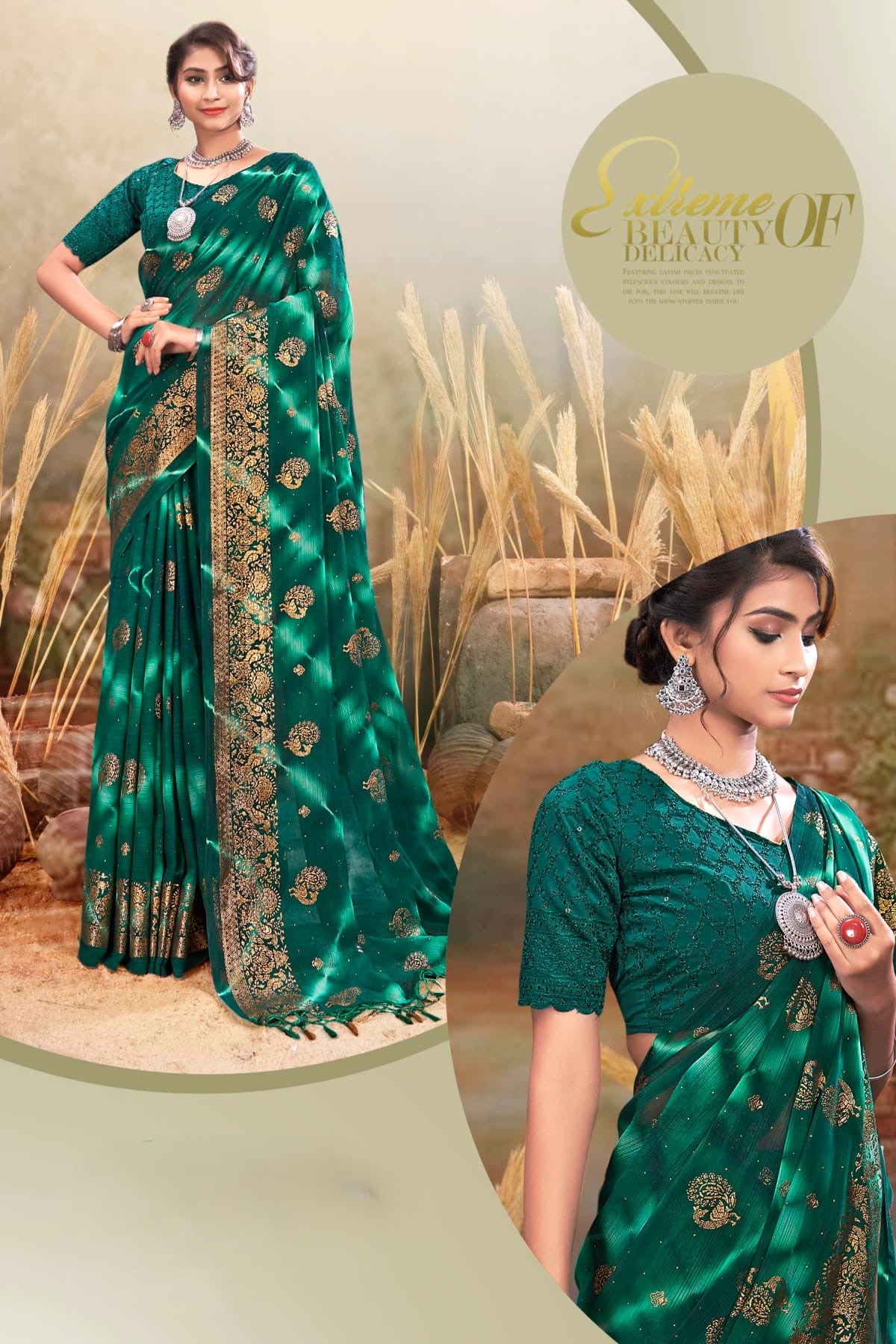 Google  Chiffon Saree with Prism Concept (8 Colours Available).