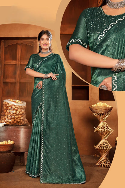 Hum Tum Glass Tissue Saree with Jarkan Concept and Tone to Tone matching (8 Colours Available).