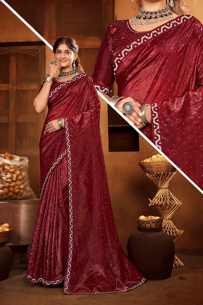 Hum Tum Glass Tissue Saree with Jarkan Concept and Tone to Tone matching (8 Colours Available).