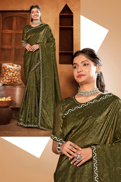 Hum Tum Glass Tissue Saree with Jarkan Concept and Tone to Tone matching (8 Colours Available).