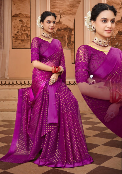 Hottest Multicolor Saree with Due Drop and Net Blouse (8 Colours Available).