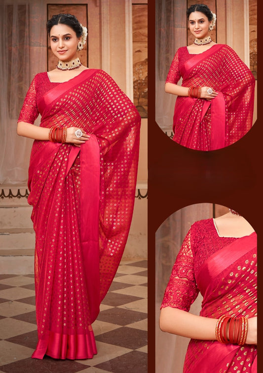 Hottest Multicolor Saree with Due Drop and Net Blouse (8 Colours Available).