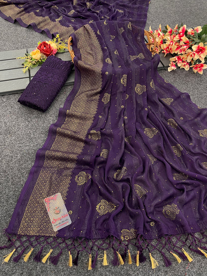 Shubhnamastu Multicolor Jari Patta Saree with Elegant Design (8 Colours Available).