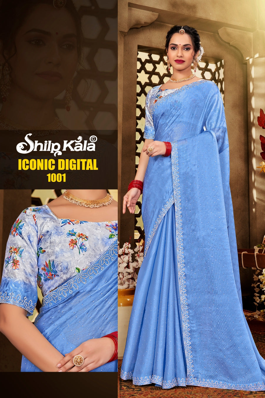 Iconic Shilpkala Saree with Jarkan Stone Work and Digital Shifli Blouse with Sequence Work