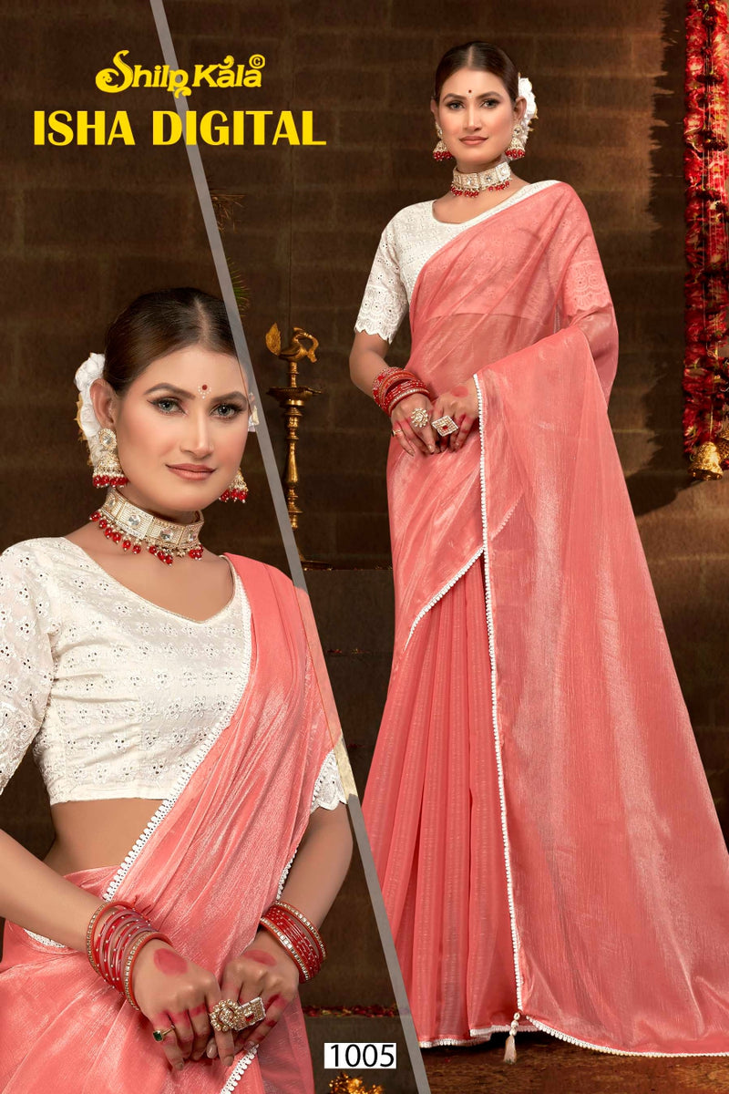 Isha Chiffon Saree with Contrast Matching Chanderi Blouse (8 Colours Available)