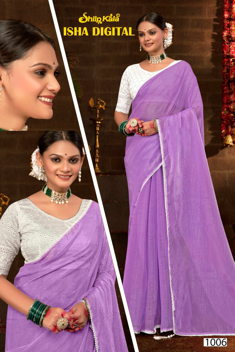 Isha Chiffon Saree with Contrast Matching Chanderi Blouse (8 Colours Available)