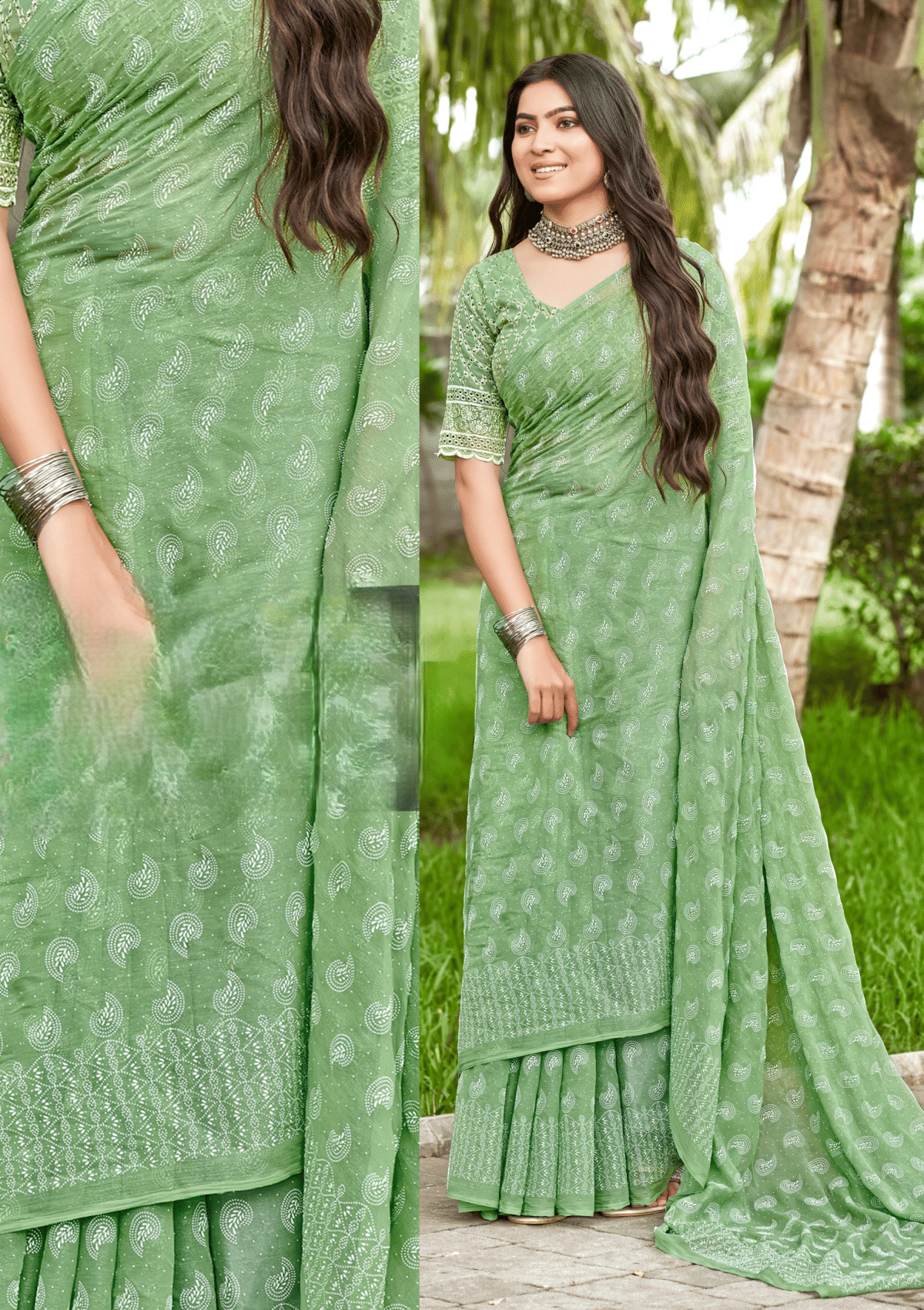 Jarki Chiffon Georgette Saree with Due Drop Concept (8 Colours Available).