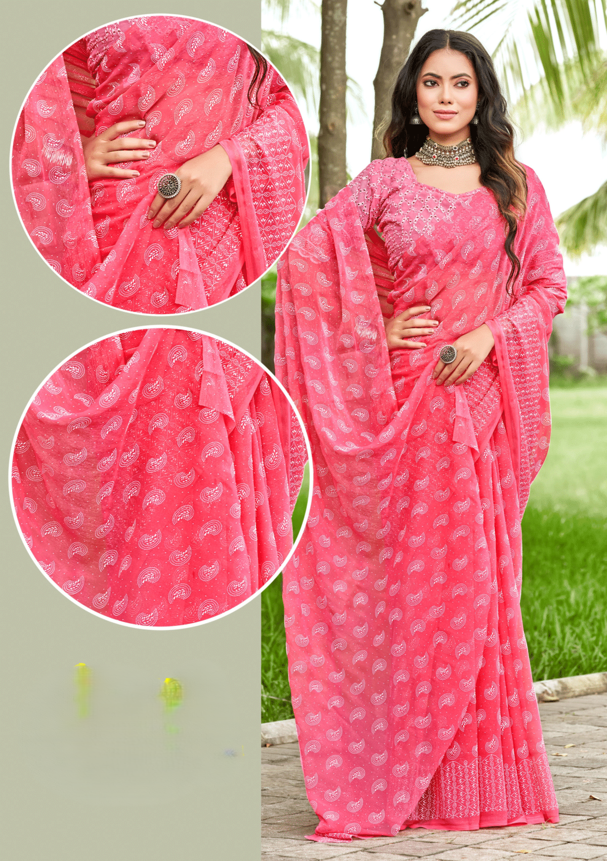 Jarki Chiffon Georgette Saree with Due Drop Concept (8 Colours Available).