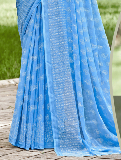 Jarki Chiffon Georgette Saree with Due Drop Concept (8 Colours Available).