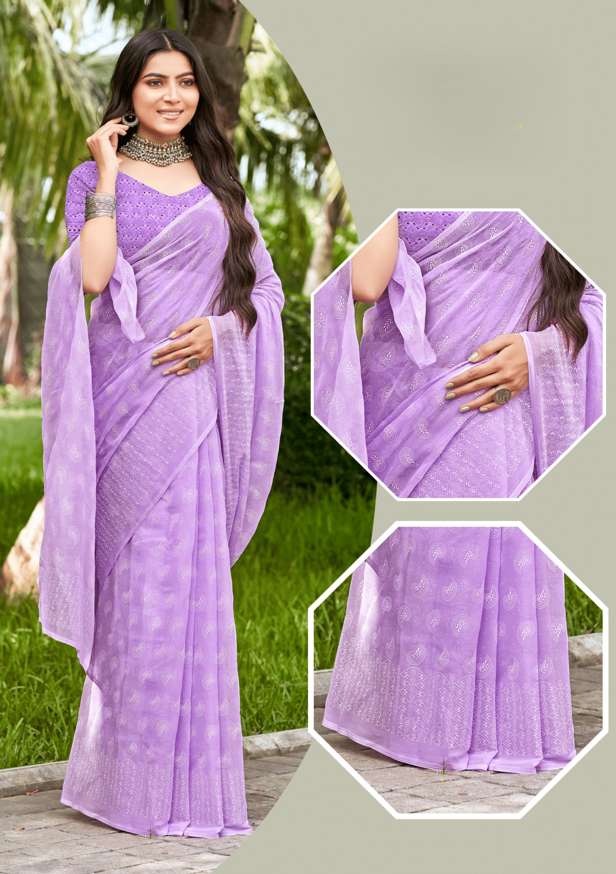 Jarki Chiffon Georgette Saree with Due Drop Concept (8 Colours Available).