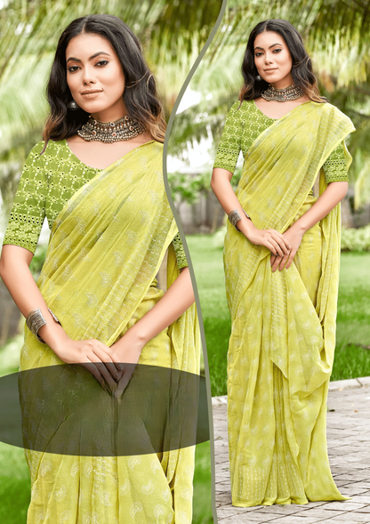 Jarki Chiffon Georgette Saree with Due Drop Concept (8 Colours Available).