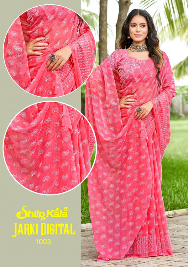 Jarki Chiffon Georgette Saree with Due Drop Concept (8 Colours).