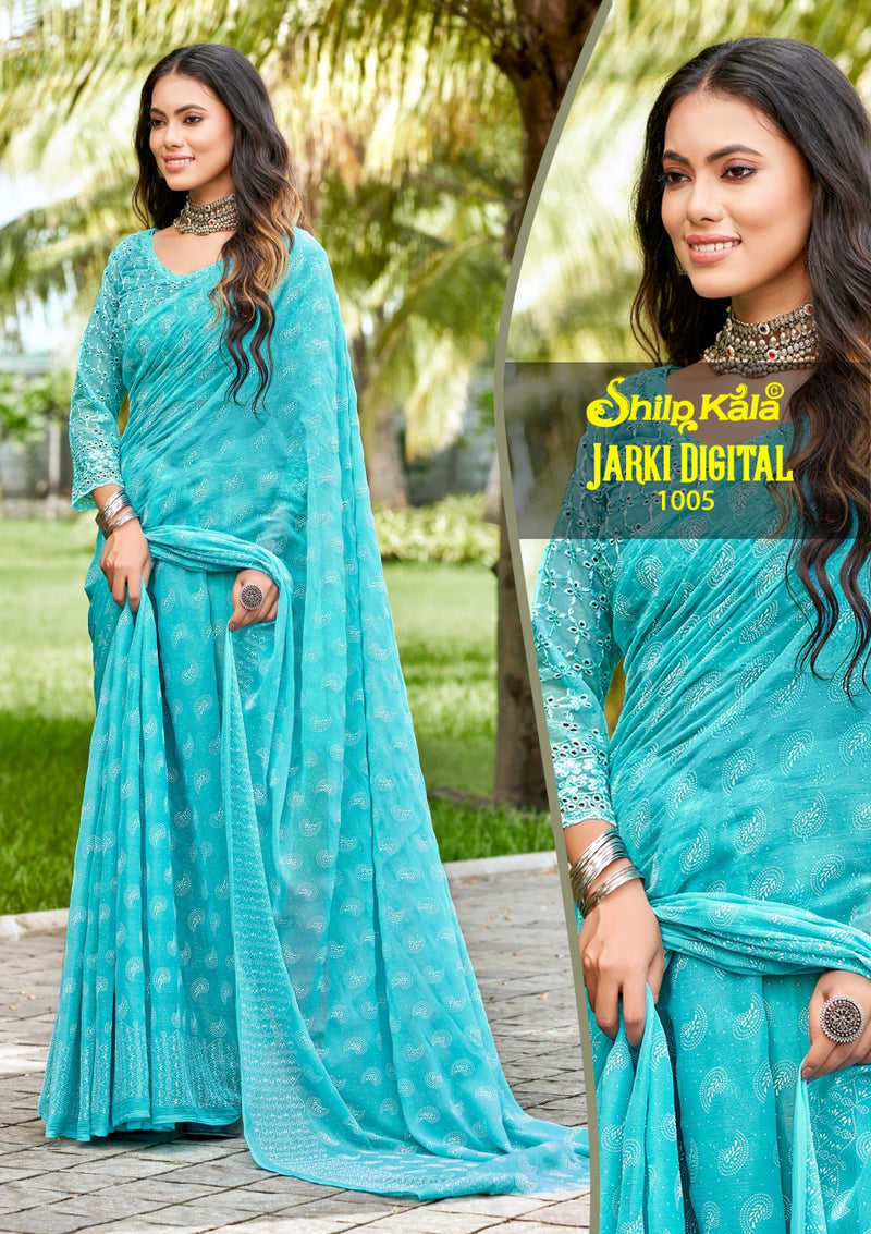 Jarki Chiffon Georgette Saree with Due Drop Concept (8 Colours).