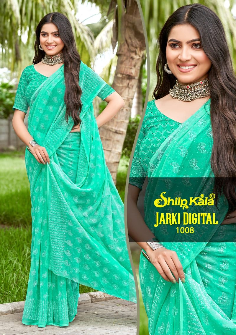 Jarki Chiffon Georgette Saree with Due Drop Concept (8 Colours).