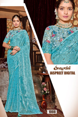 Jaspreet Multicolour Organza Saree with Digital Printed Shifli Blouse (8 Colours Available).