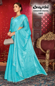 Kingdom Multicolour Jimmy Choo Saree with Fancy Blouse. (8 Colours)